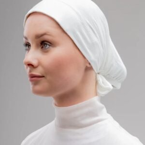 Cotton kuwaity with tie-back bonnet - White