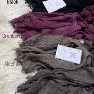 Ruffled linen kuwaity - Cranberry